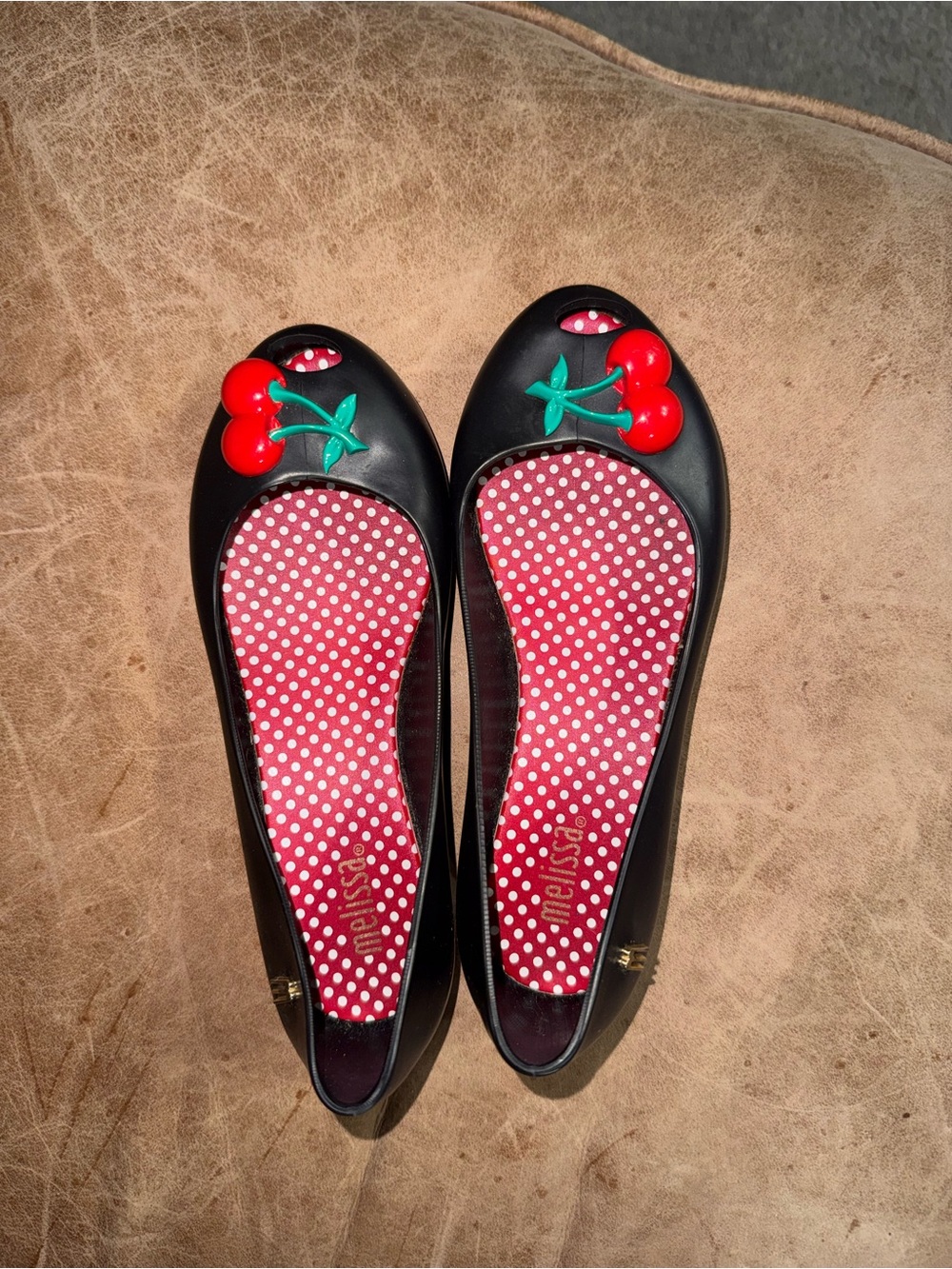 Mini Melissa Ultragirl Black Cherry Peep Toe Ballet Flats 13
